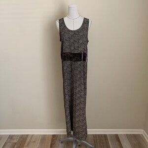 Citron Santa Monica Brown Rayon Silk Velvet Burnout Sleeveless Maxi Dress Sz M